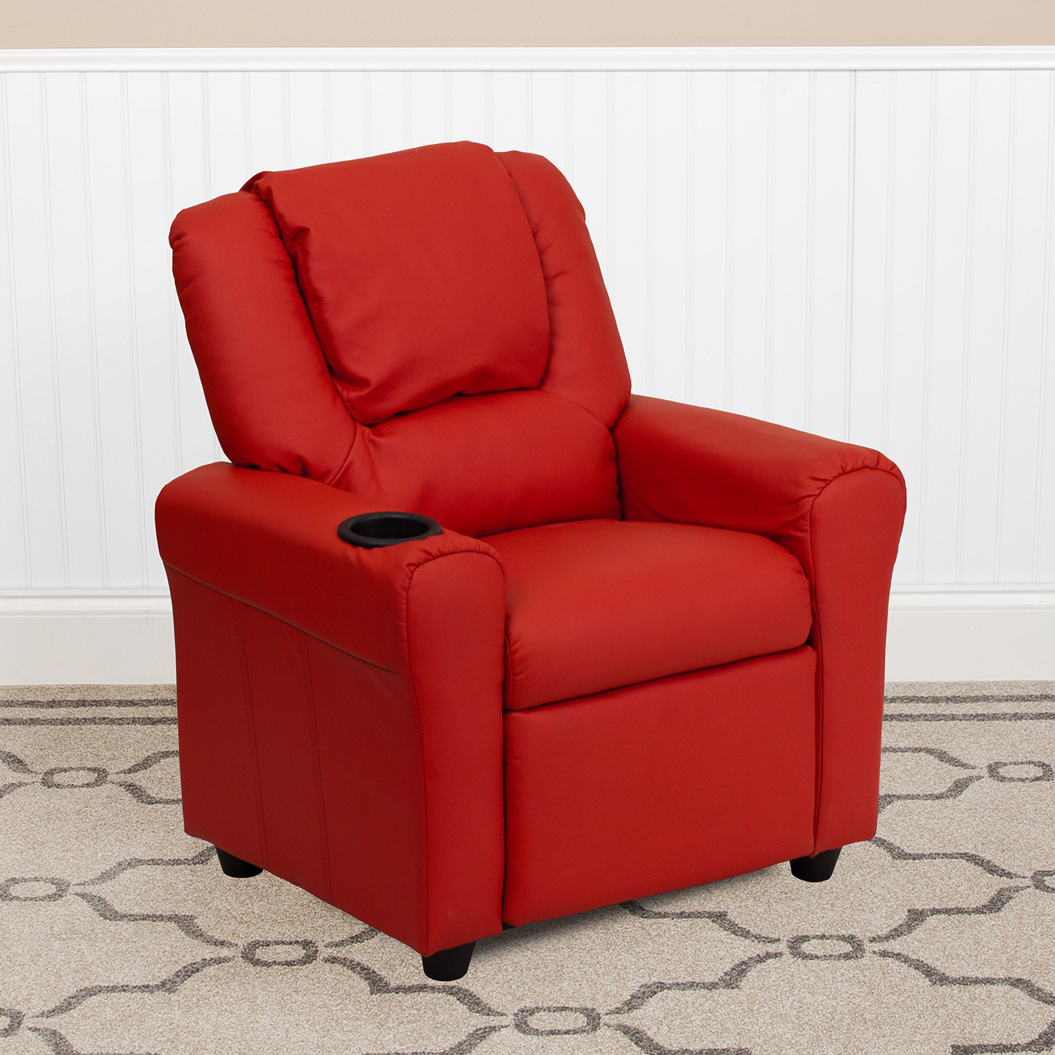 BLNK Vana Vinyl Contemporary Kids Recliner with Cup Holder and Headrest