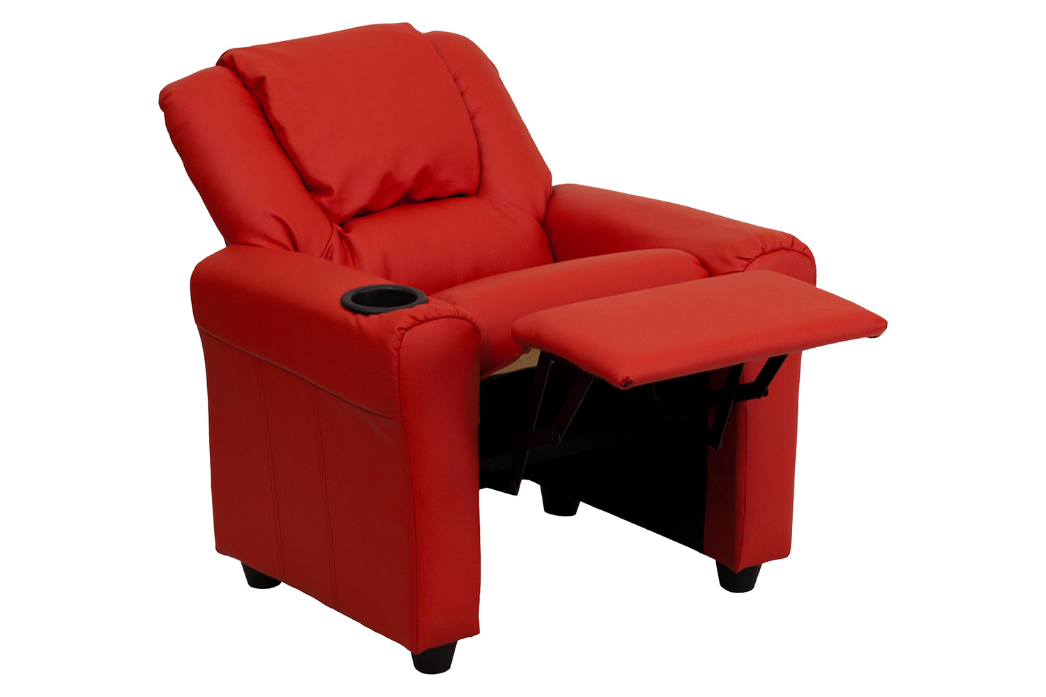 BLNK Vana Vinyl Contemporary Kids Recliner with Cup Holder and Headrest - Red