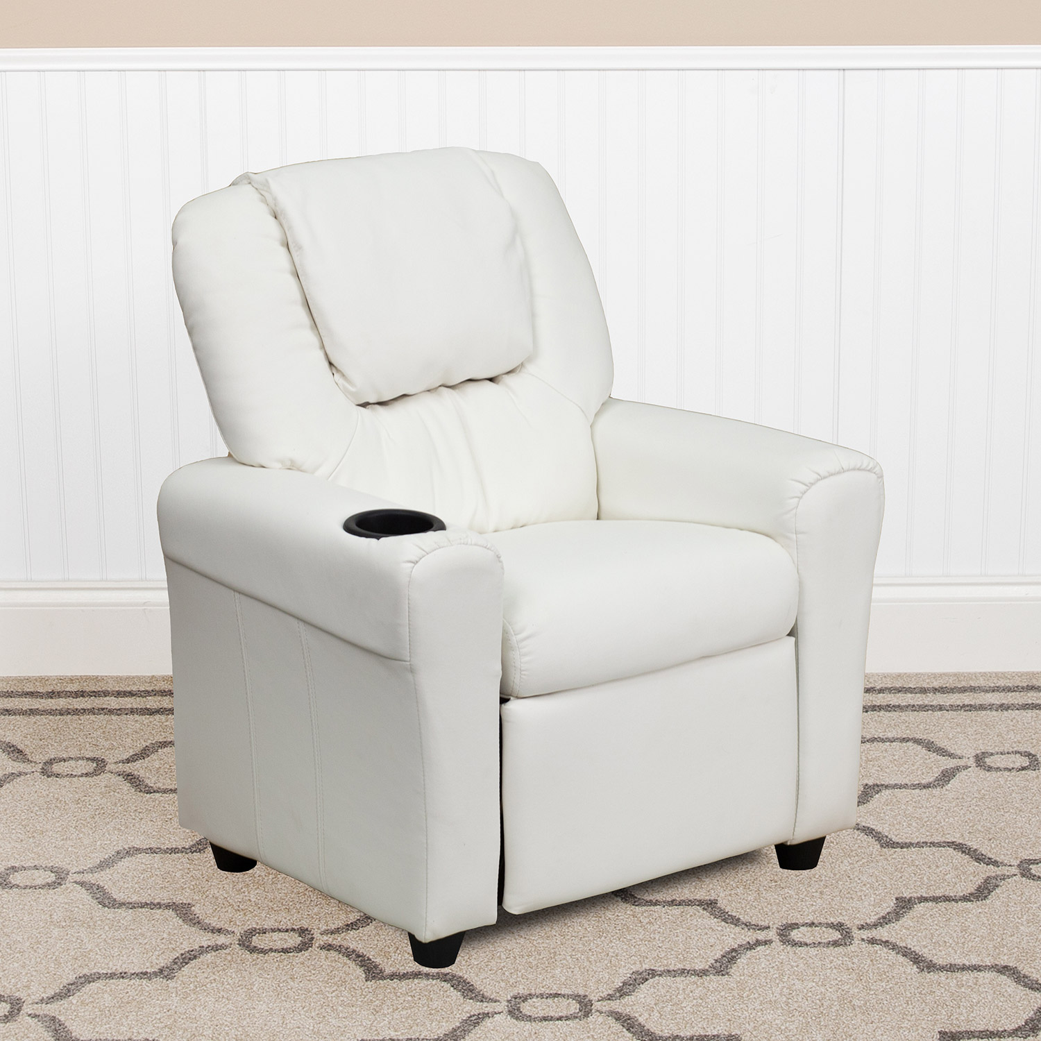 BLNK Vana Vinyl Contemporary Kids Recliner with Cup Holder and Headrest