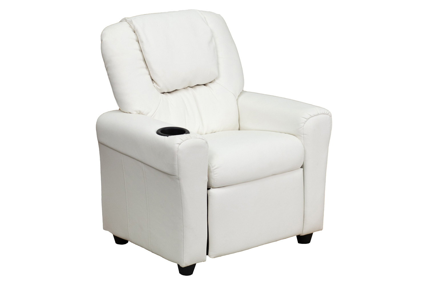 BLNK™ Vana Vinyl Contemporary Kids Recliner with Cup Holder and Headrest - White