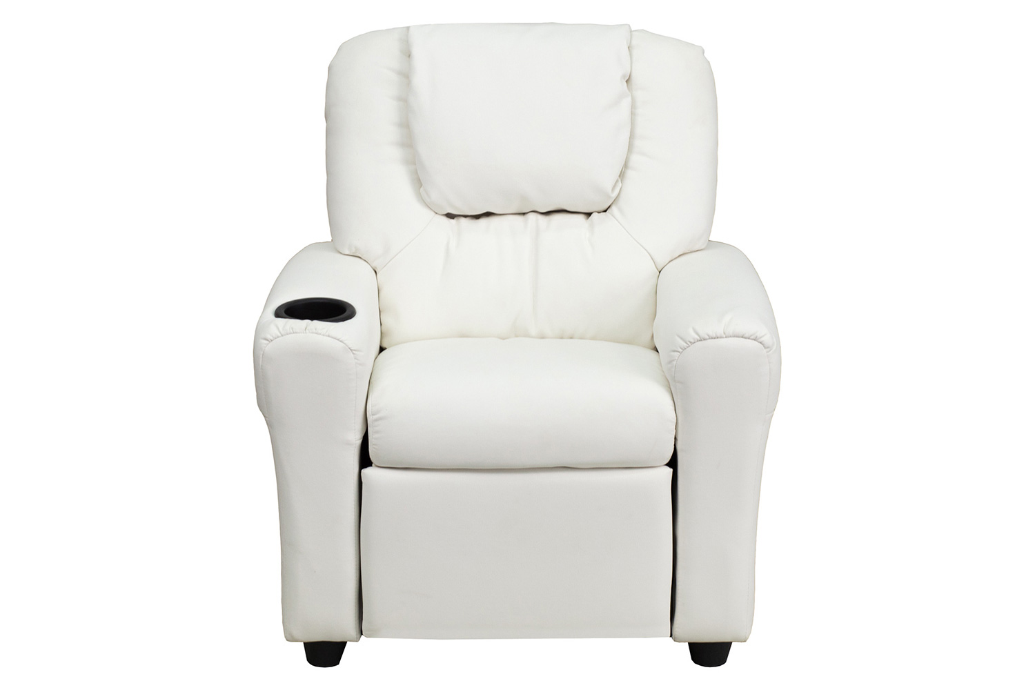 BLNK™ Vana Vinyl Contemporary Kids Recliner with Cup Holder and Headrest - White