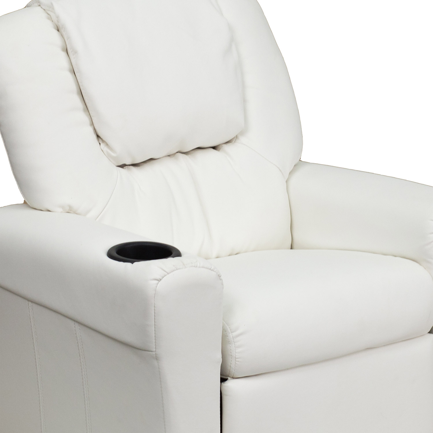 BLNK™ Vana Vinyl Contemporary Kids Recliner with Cup Holder and Headrest - White