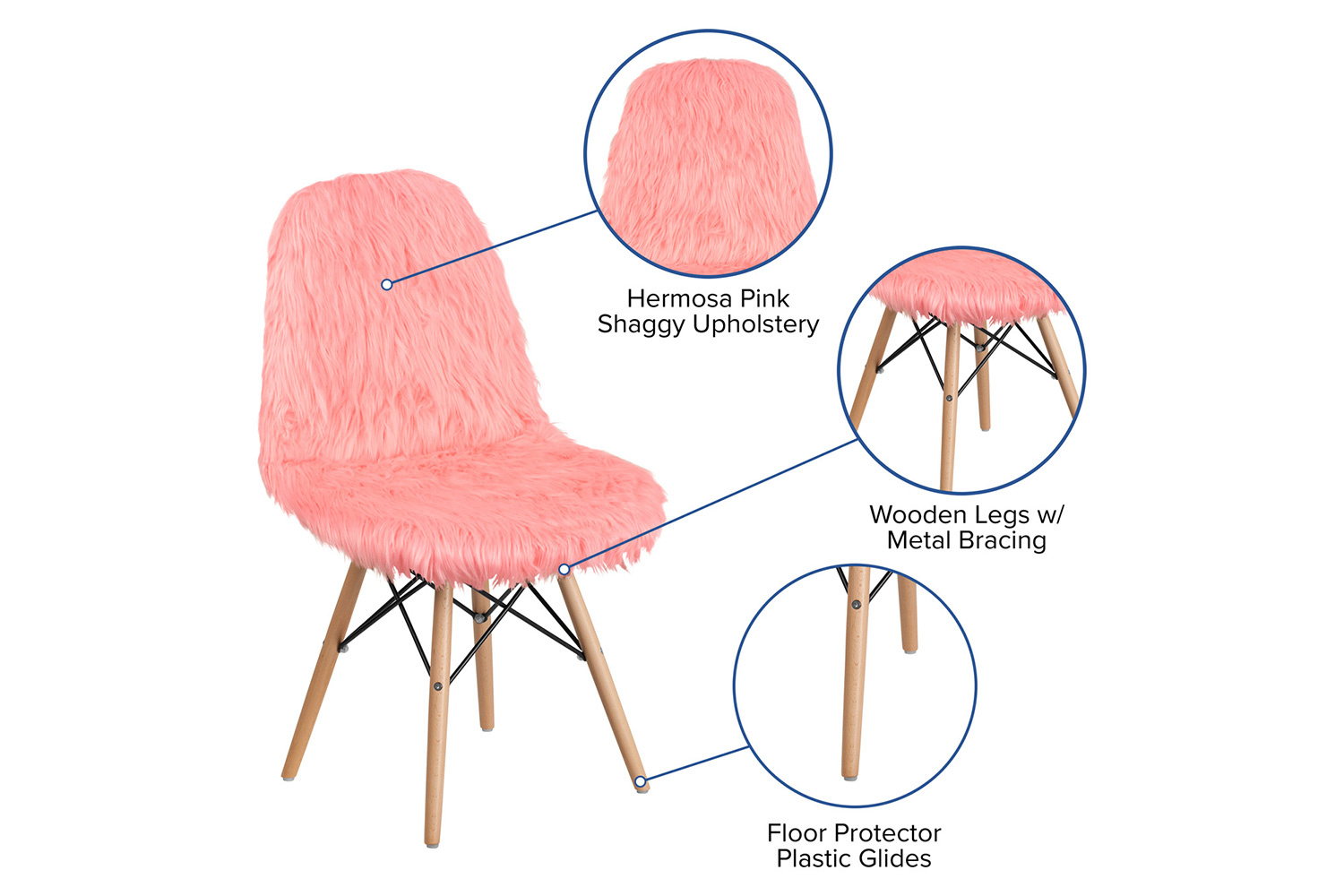 BLNK™ Calvin Shaggy Dog Accent Chair - Pink