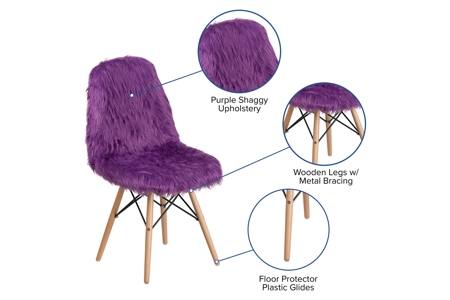 BLNK™ Calvin Shaggy Dog Accent Chair - Purple