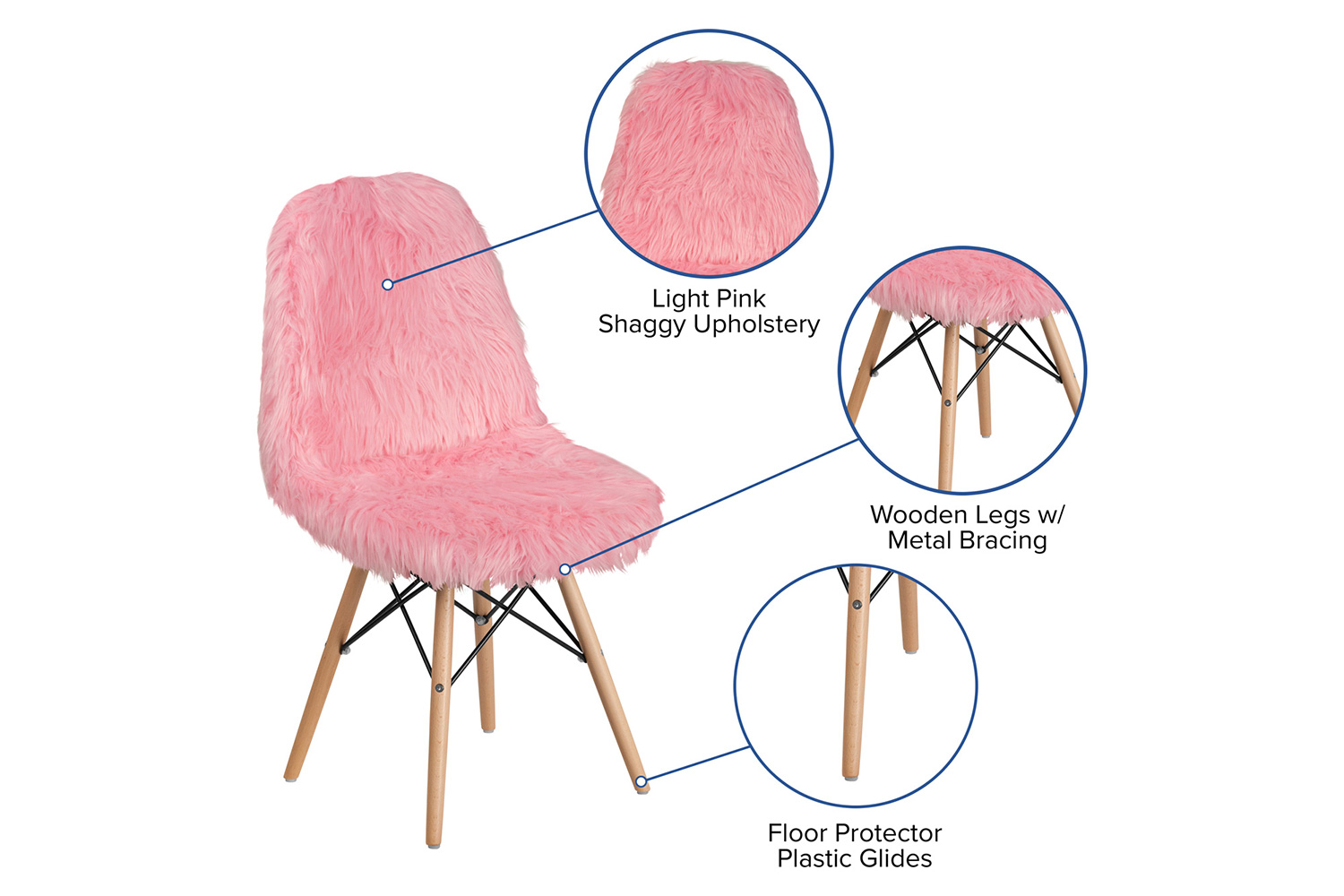 BLNK™ Calvin Shaggy Dog Accent Chair - Light Pink