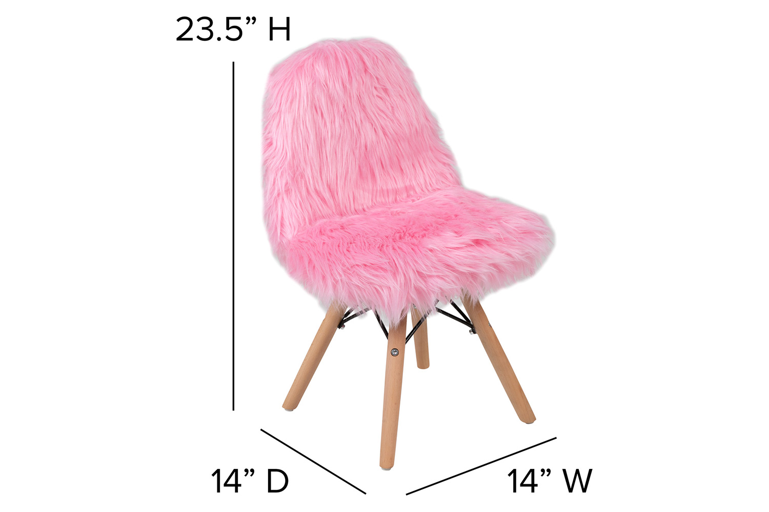 BLNK Cody Shaggy Faux Fur Accent Chair - Light Pink