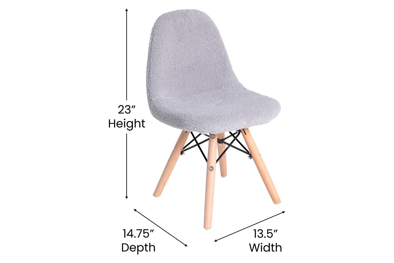 BLNK™ Zula Shearling Faux Shearling Accent Chair with Beechwood Legs - Gray