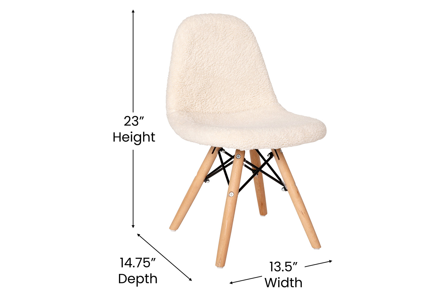 BLNK™ Zula Shearling Faux Shearling Accent Chair with Beechwood Legs - Off/White