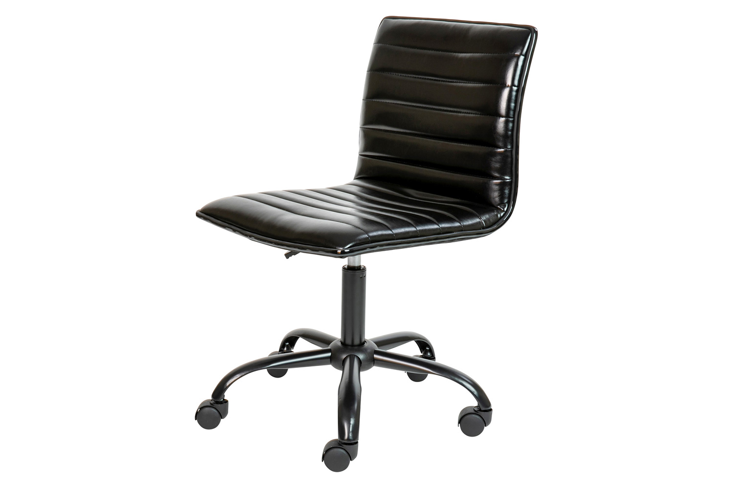 BLNK Alan Low-Back Designer Armless Ribbed Swivel Task Office Chair with Black Frame and Base