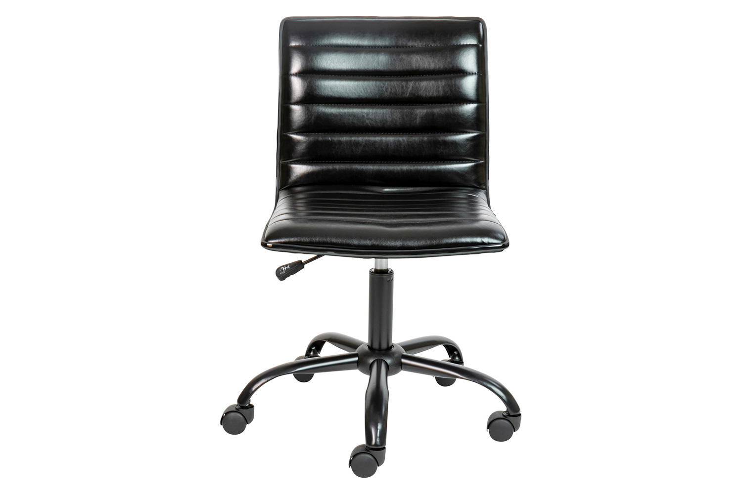 BLNK Alan Low-Back Designer Armless Ribbed Swivel Task Office Chair with Black Frame and Base - Black