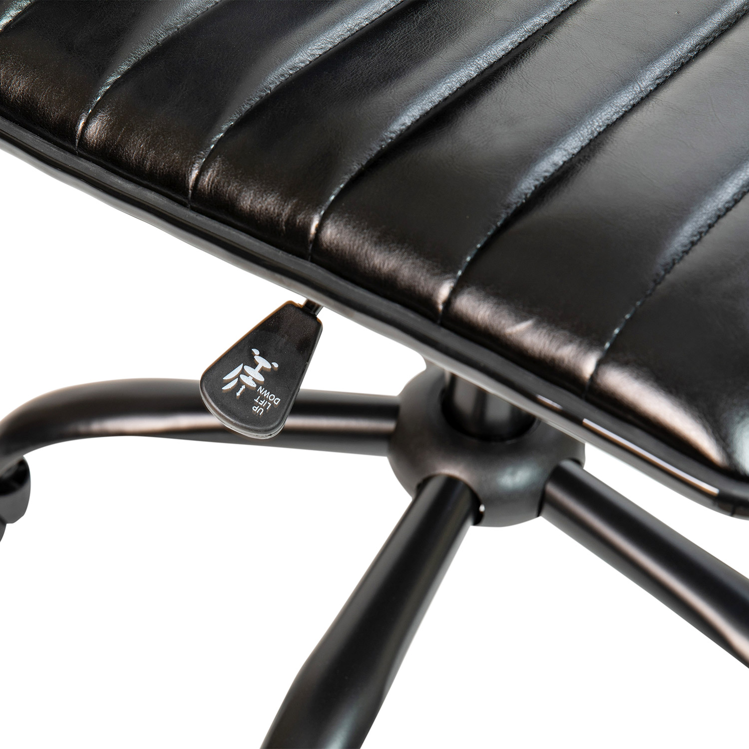 BLNK Alan Low-Back Designer Armless Ribbed Swivel Task Office Chair with Black Frame and Base - Black