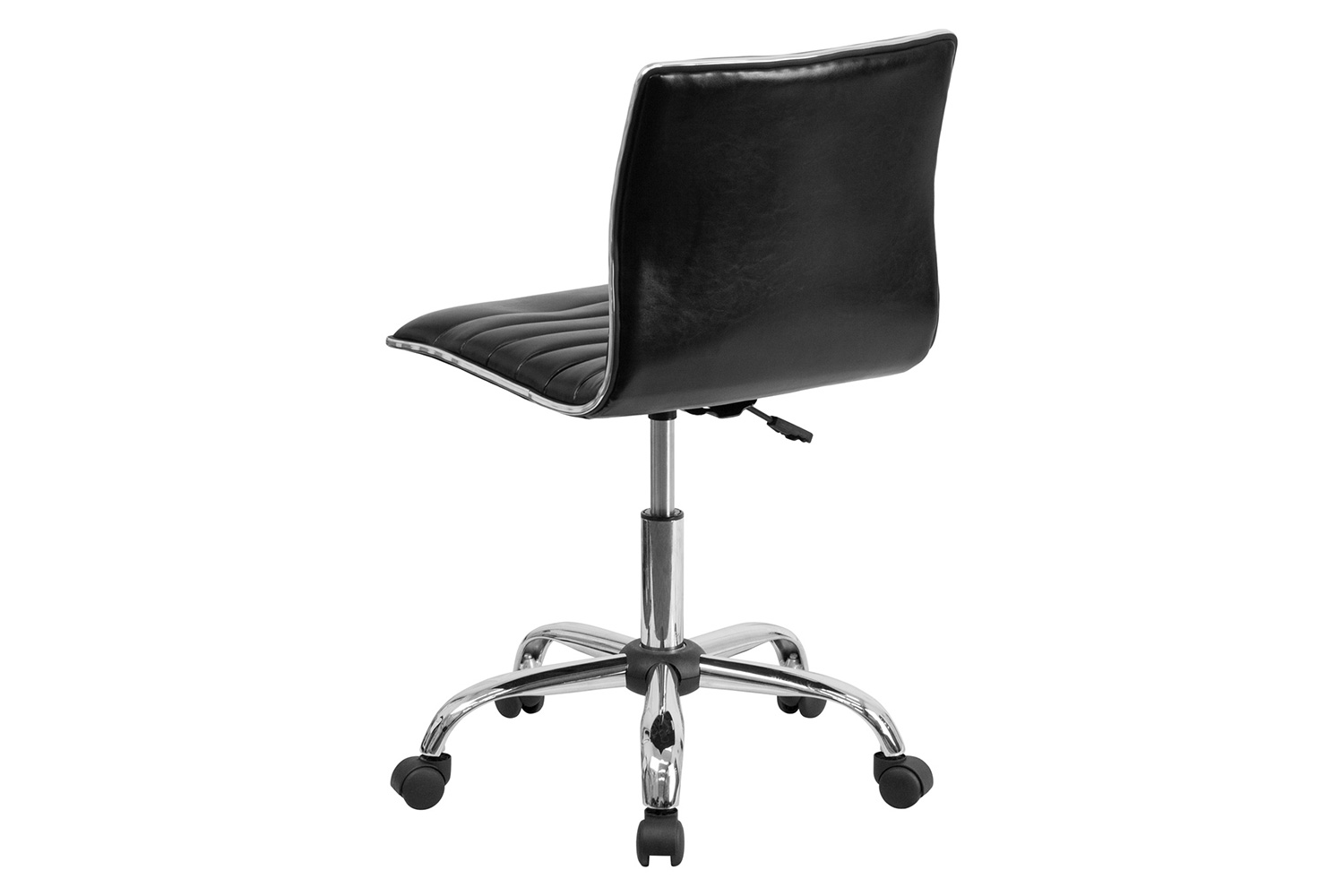 BLNK Alan Low-Back Designer Armless Ribbed Swivel Task Office Chair with Chrome Frame and Base - Black