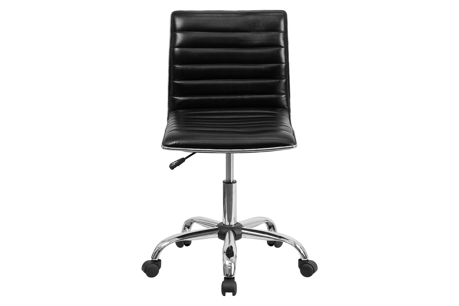 BLNK Alan Low-Back Designer Armless Ribbed Swivel Task Office Chair with Chrome Frame and Base - Black