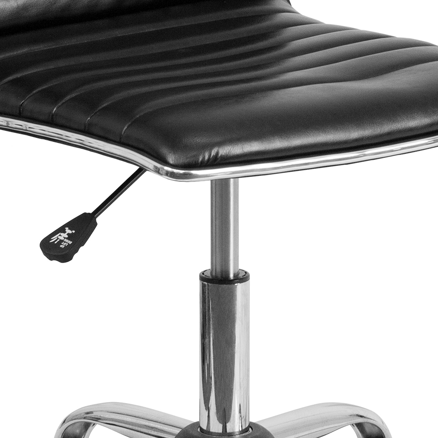 BLNK Alan Low-Back Designer Armless Ribbed Swivel Task Office Chair with Chrome Frame and Base - Black