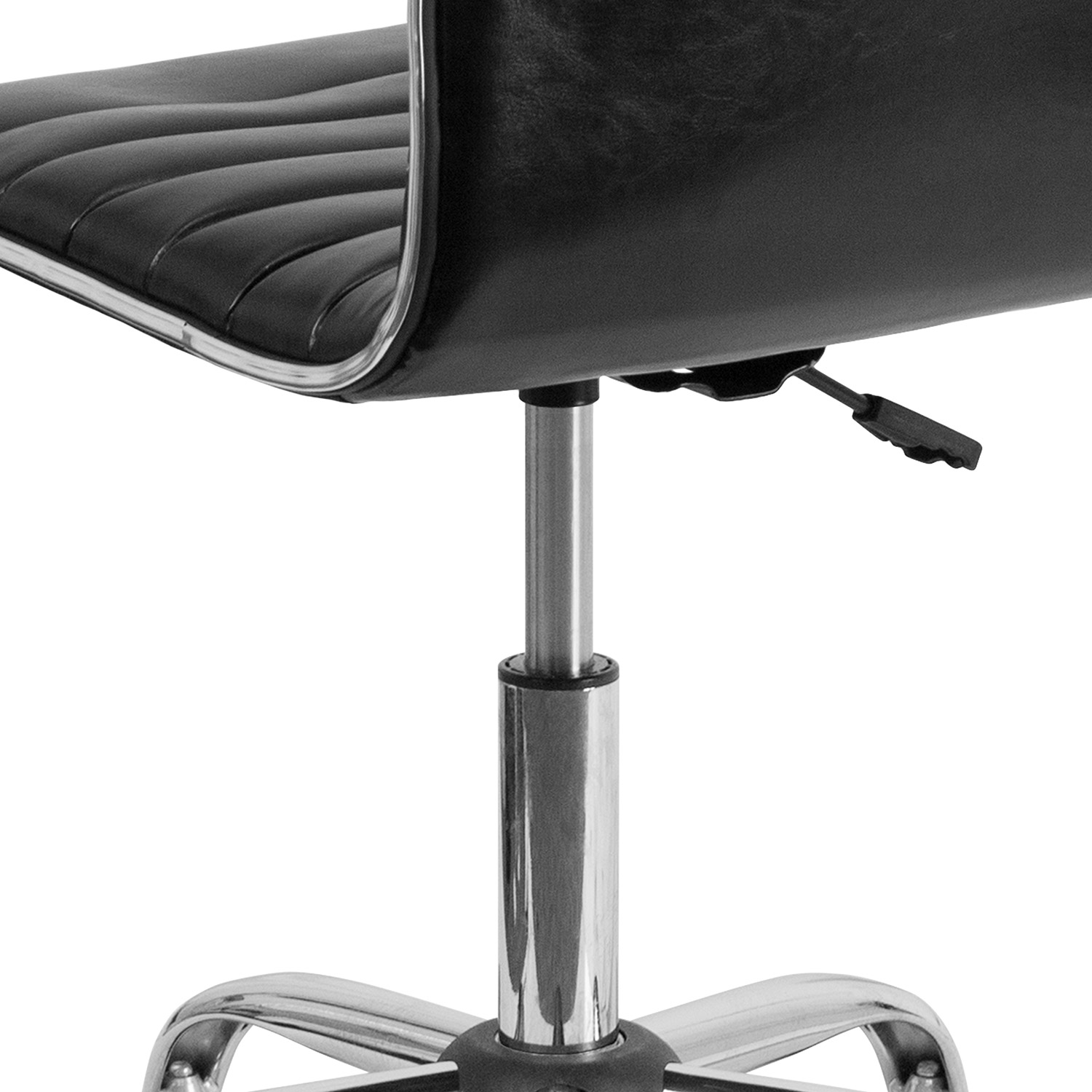 BLNK Alan Low-Back Designer Armless Ribbed Swivel Task Office Chair with Chrome Frame and Base - Black