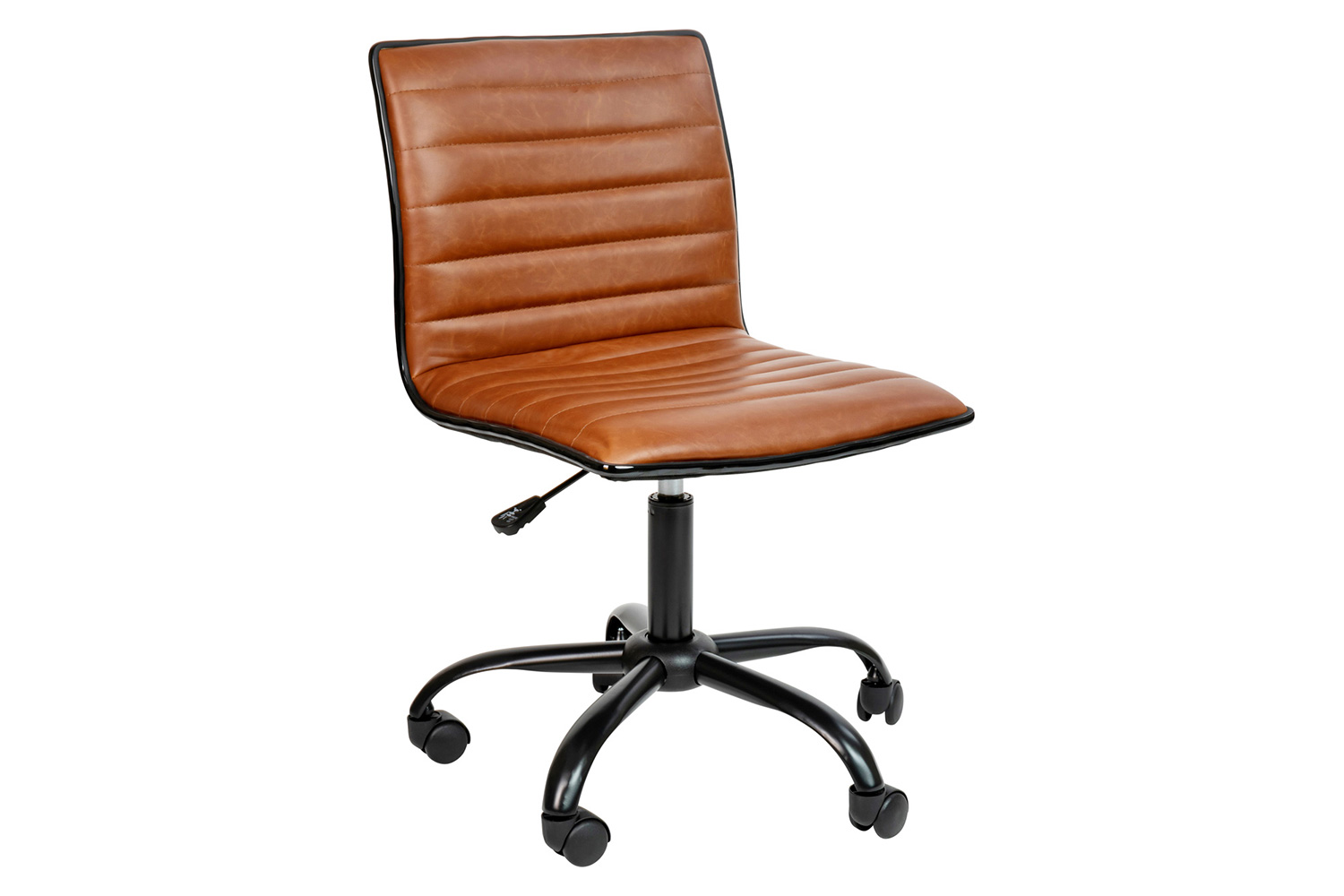 BLNK Alan Low-Back Designer Armless Ribbed Swivel Task Office Chair with Black Frame and Base - Brown