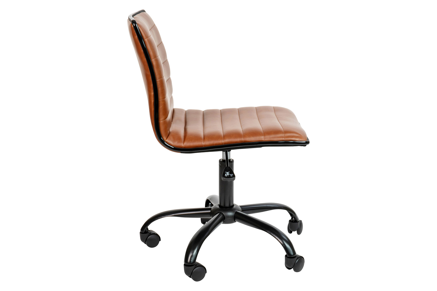 BLNK Alan Low-Back Designer Armless Ribbed Swivel Task Office Chair with Black Frame and Base - Brown