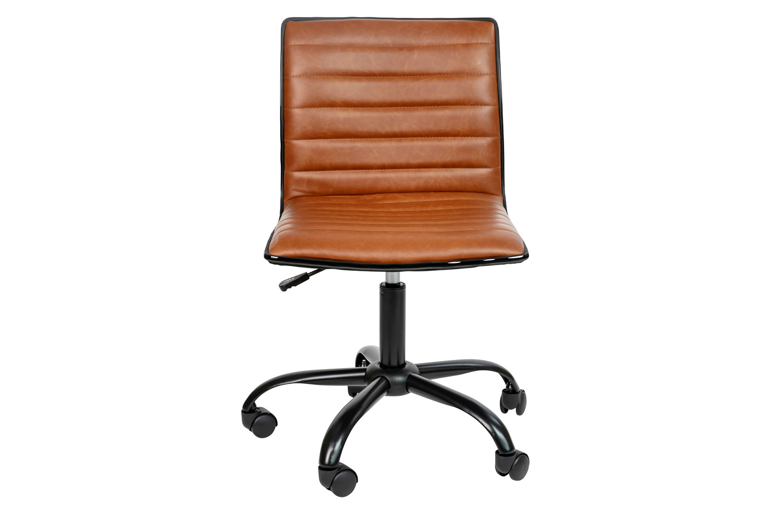 BLNK Alan Low-Back Designer Armless Ribbed Swivel Task Office Chair with Black Frame and Base - Brown