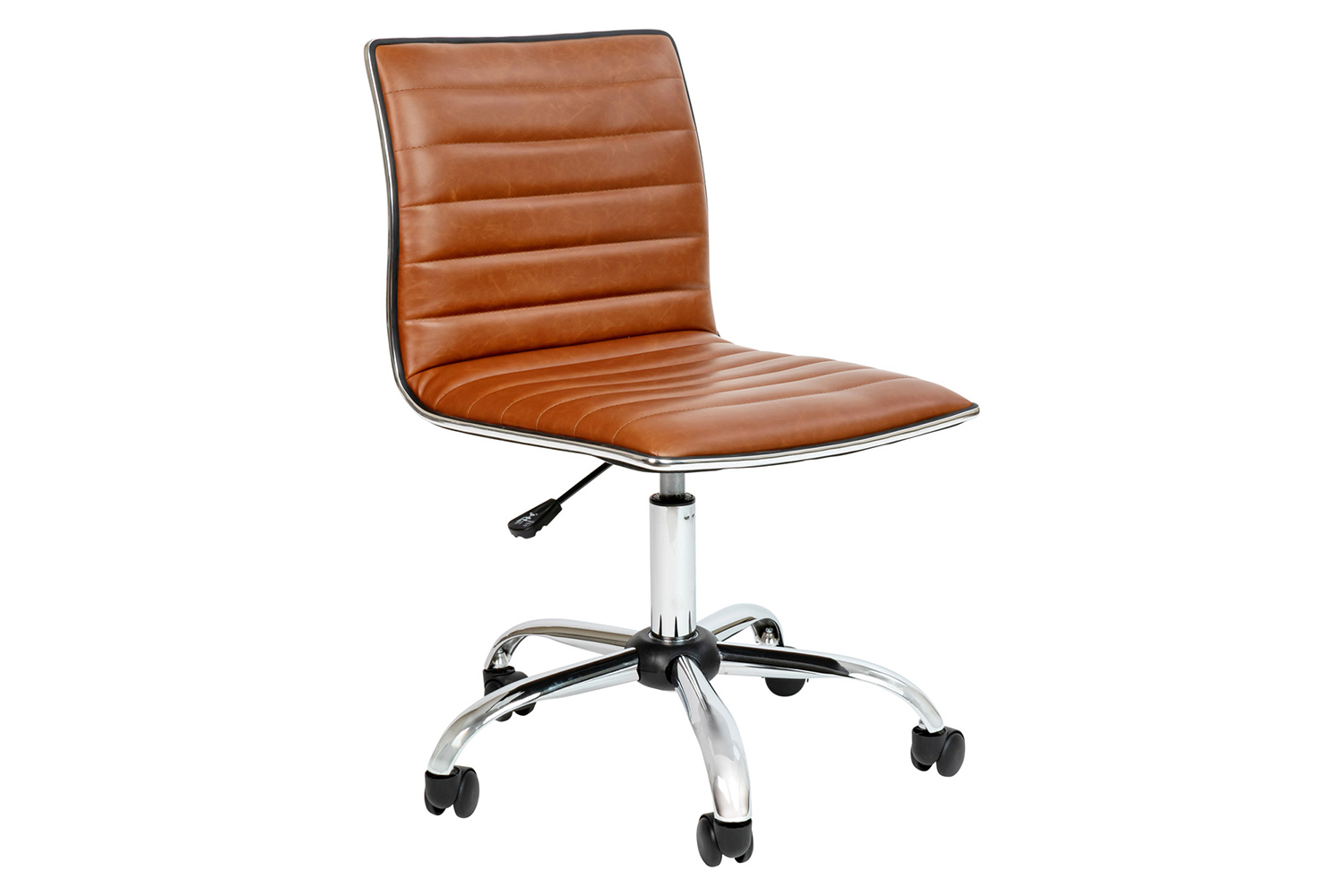 BLNK Alan Low-Back Designer Armless Ribbed Swivel Task Office Chair with Chrome Frame and Base