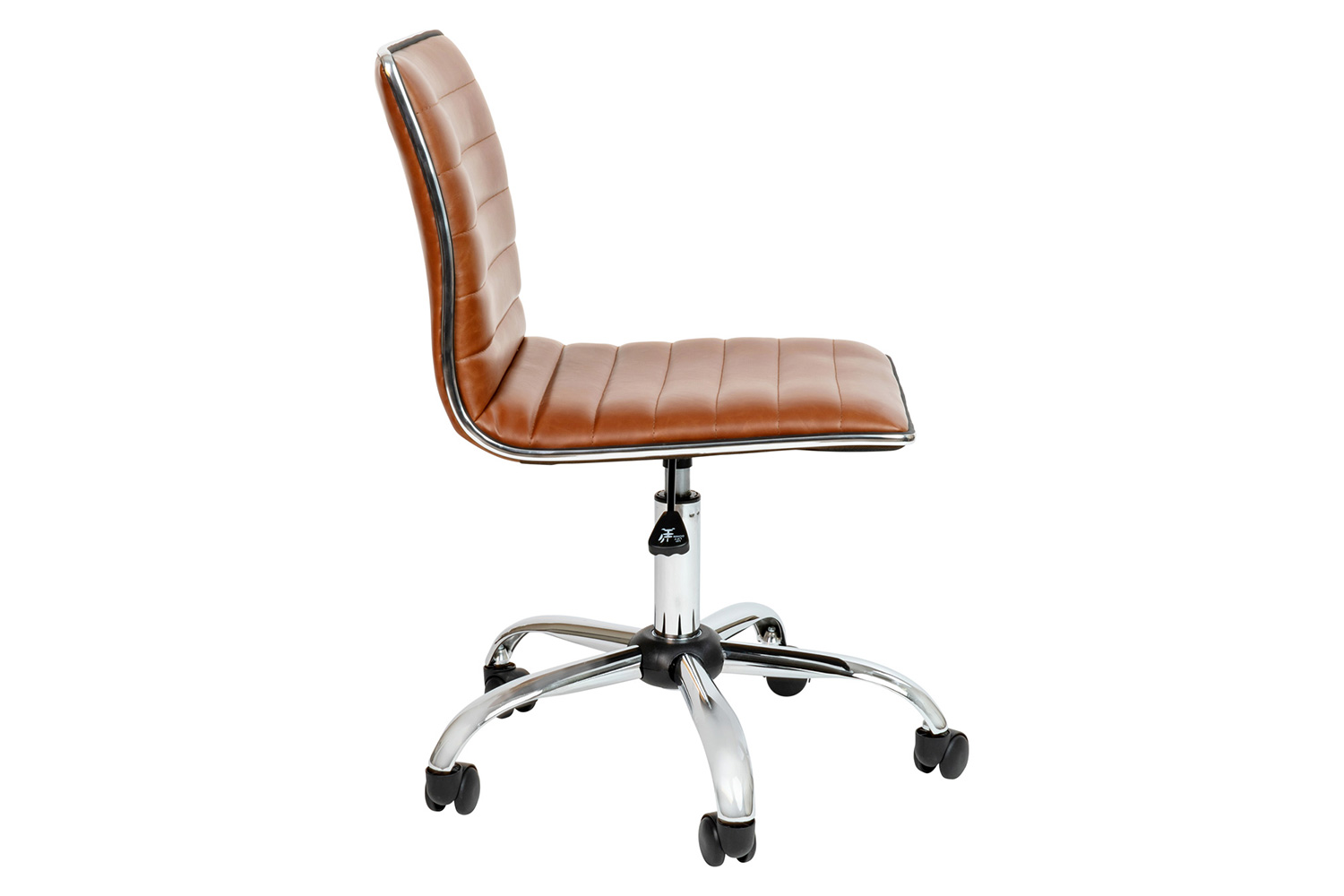 BLNK Alan Low-Back Designer Armless Ribbed Swivel Task Office Chair with Chrome Frame and Base - Brown