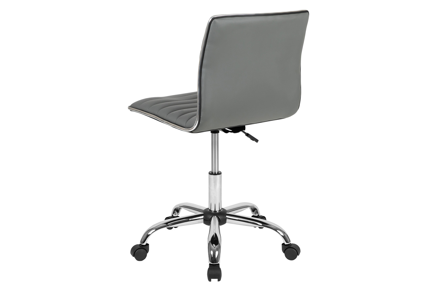 BLNK Alan Low-Back Designer Armless Ribbed Swivel Task Office Chair with Chrome Frame and Base - Light Gray