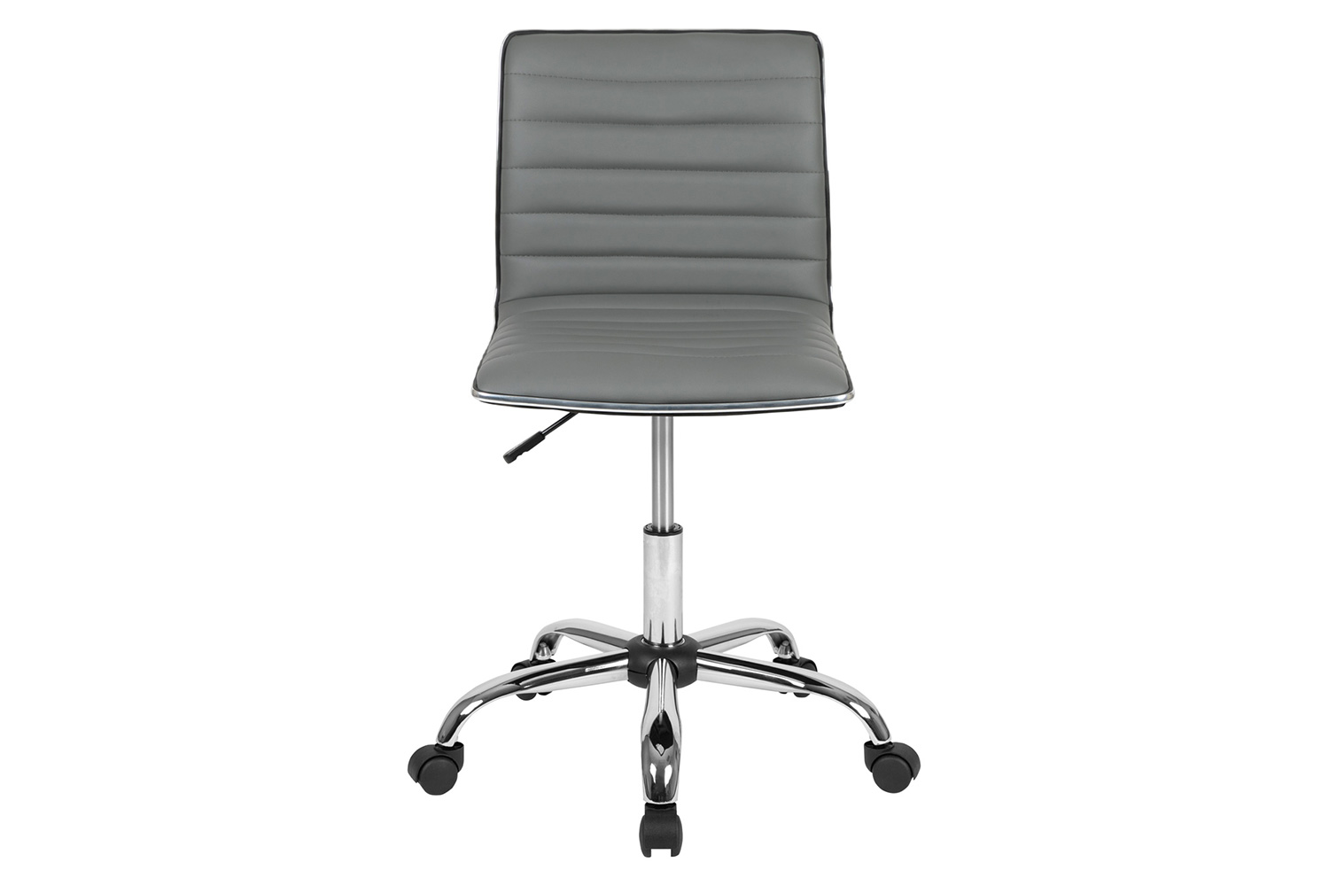 BLNK Alan Low-Back Designer Armless Ribbed Swivel Task Office Chair with Chrome Frame and Base - Light Gray