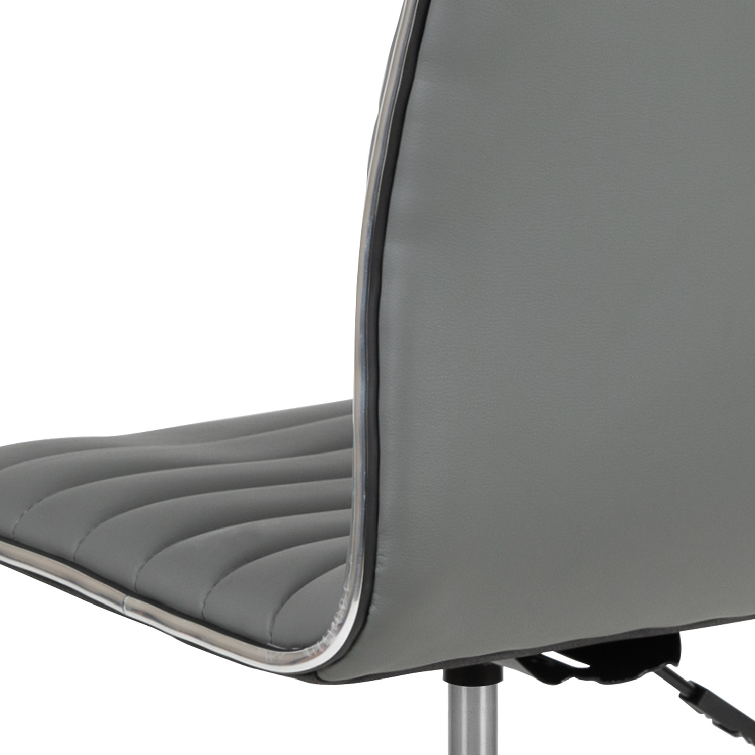 BLNK Alan Low-Back Designer Armless Ribbed Swivel Task Office Chair with Chrome Frame and Base - Light Gray