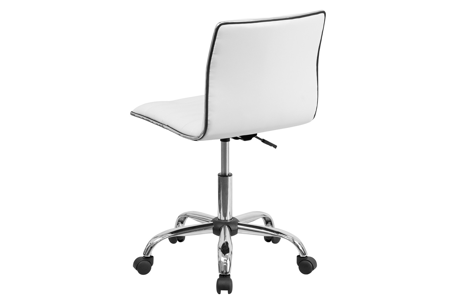 BLNK Alan Low-Back Designer Armless Ribbed Swivel Task Office Chair with Chrome Frame and Base - White