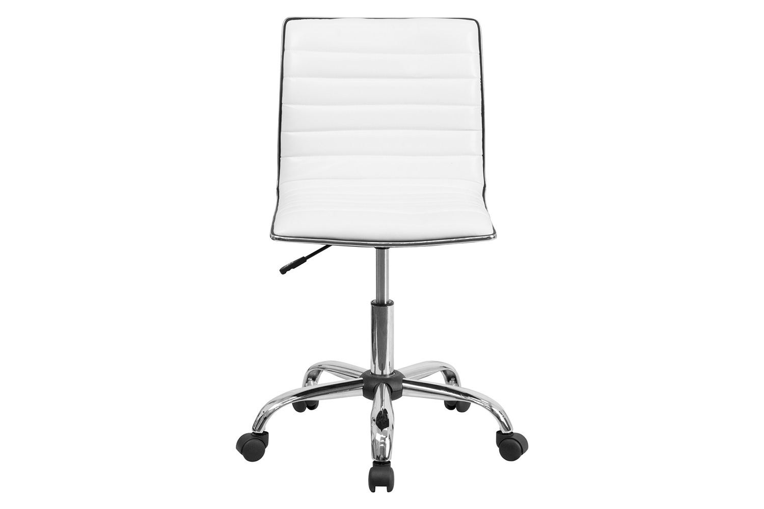 BLNK Alan Low-Back Designer Armless Ribbed Swivel Task Office Chair with Chrome Frame and Base - White