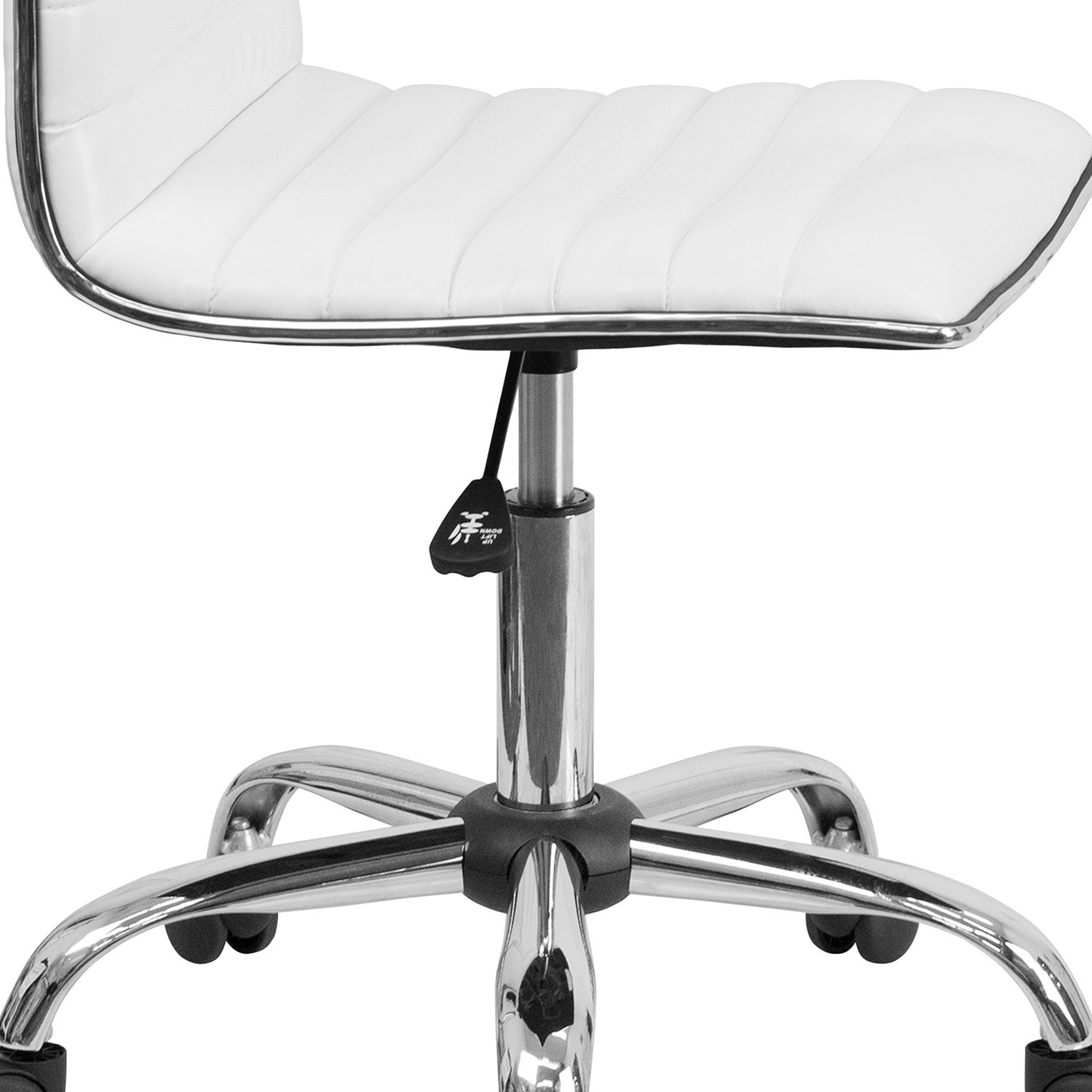 BLNK Alan Low-Back Designer Armless Ribbed Swivel Task Office Chair with Chrome Frame and Base - White