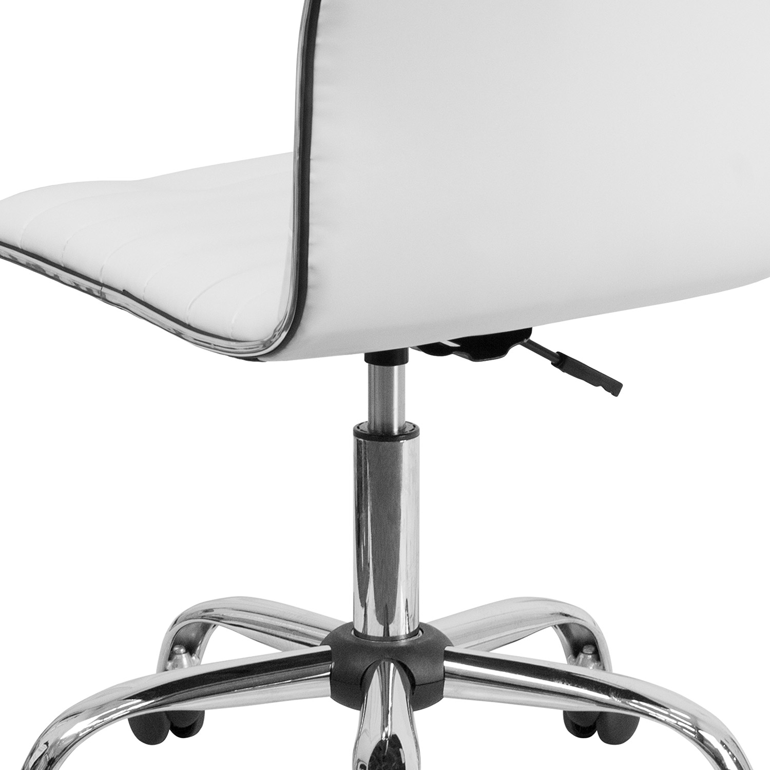 BLNK Alan Low-Back Designer Armless Ribbed Swivel Task Office Chair with Chrome Frame and Base - White