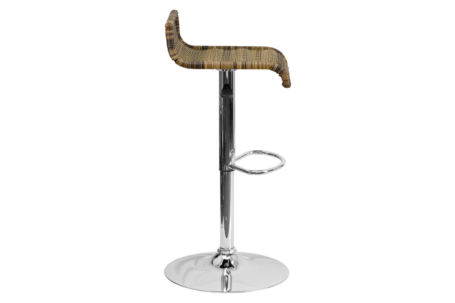 BLNK - Heyward Wicker Adjustable Height Bar Stool with Waterfall Seat and Chrome Base