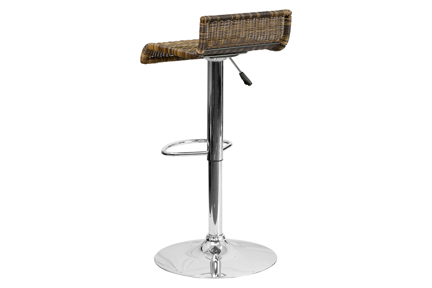 BLNK - Heyward Wicker Adjustable Height Bar Stool with Waterfall Seat and Chrome Base