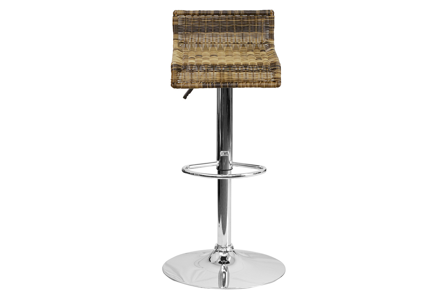 BLNK - Heyward Wicker Adjustable Height Bar Stool with Waterfall Seat and Chrome Base