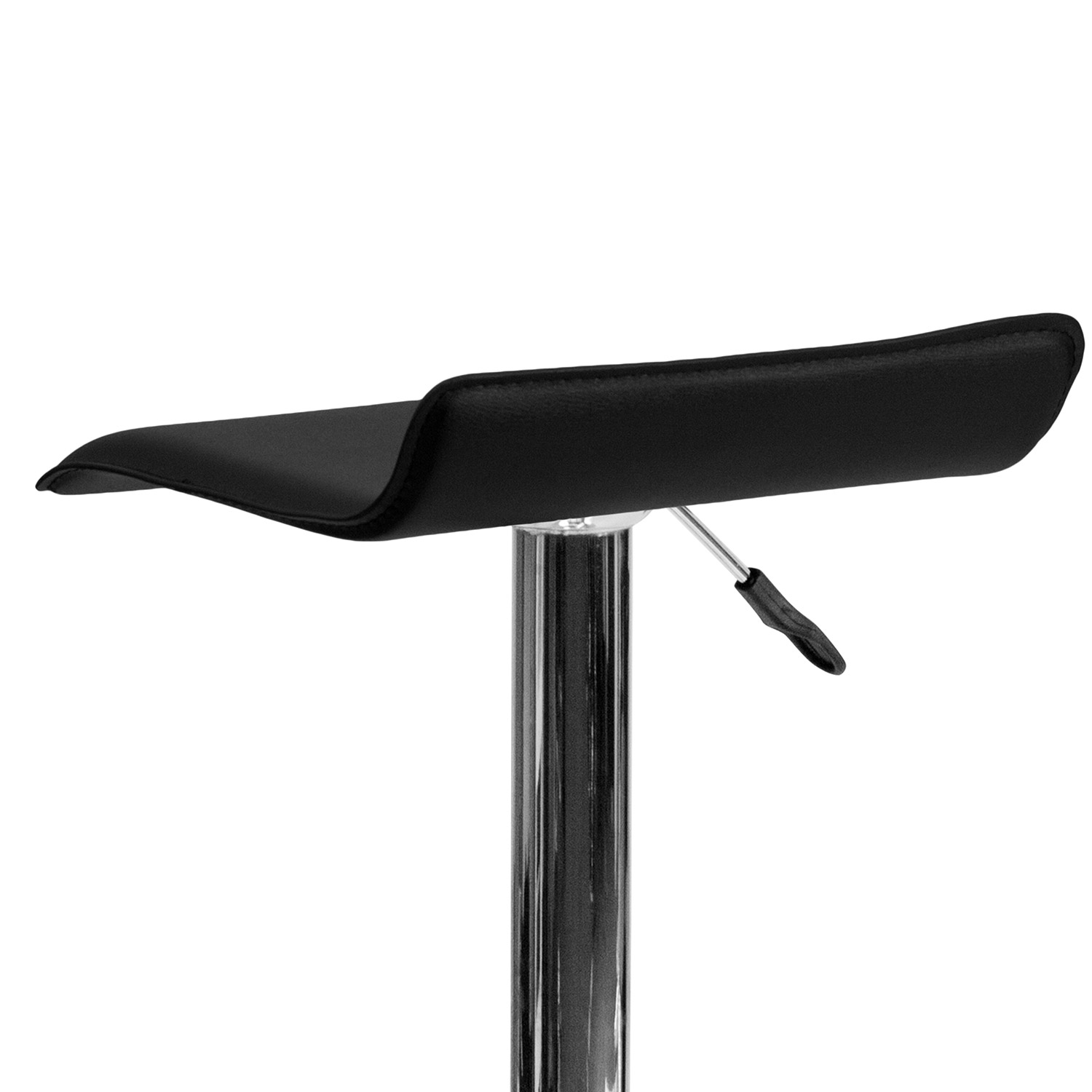 BLNK Dax Vinyl Adjustable Height Bar Stool with Solid Wave Seat and Chrome Base - Black