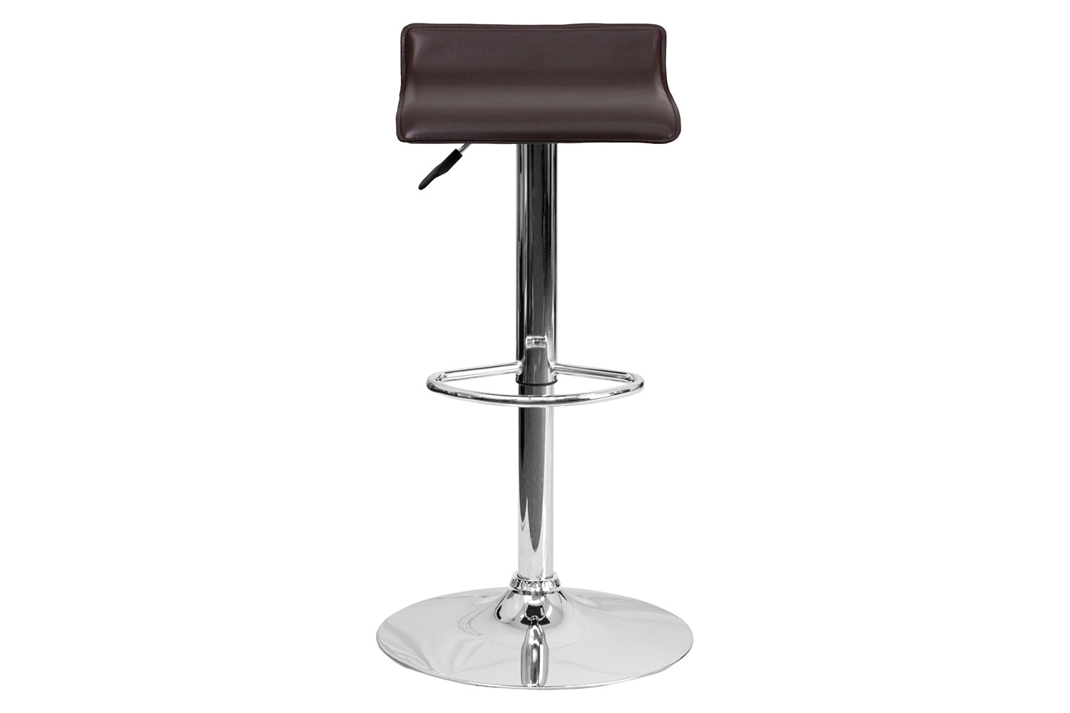 BLNK Dax Vinyl Adjustable Height Bar Stool with Solid Wave Seat and Chrome Base - Brown