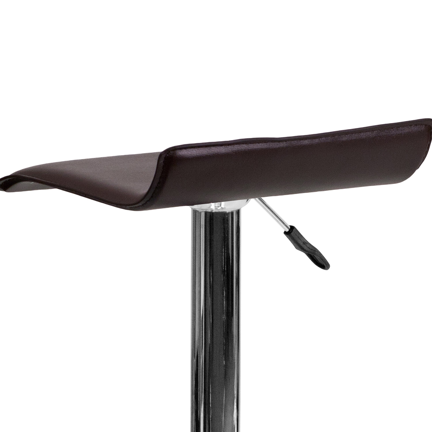 BLNK Dax Vinyl Adjustable Height Bar Stool with Solid Wave Seat and Chrome Base - Brown