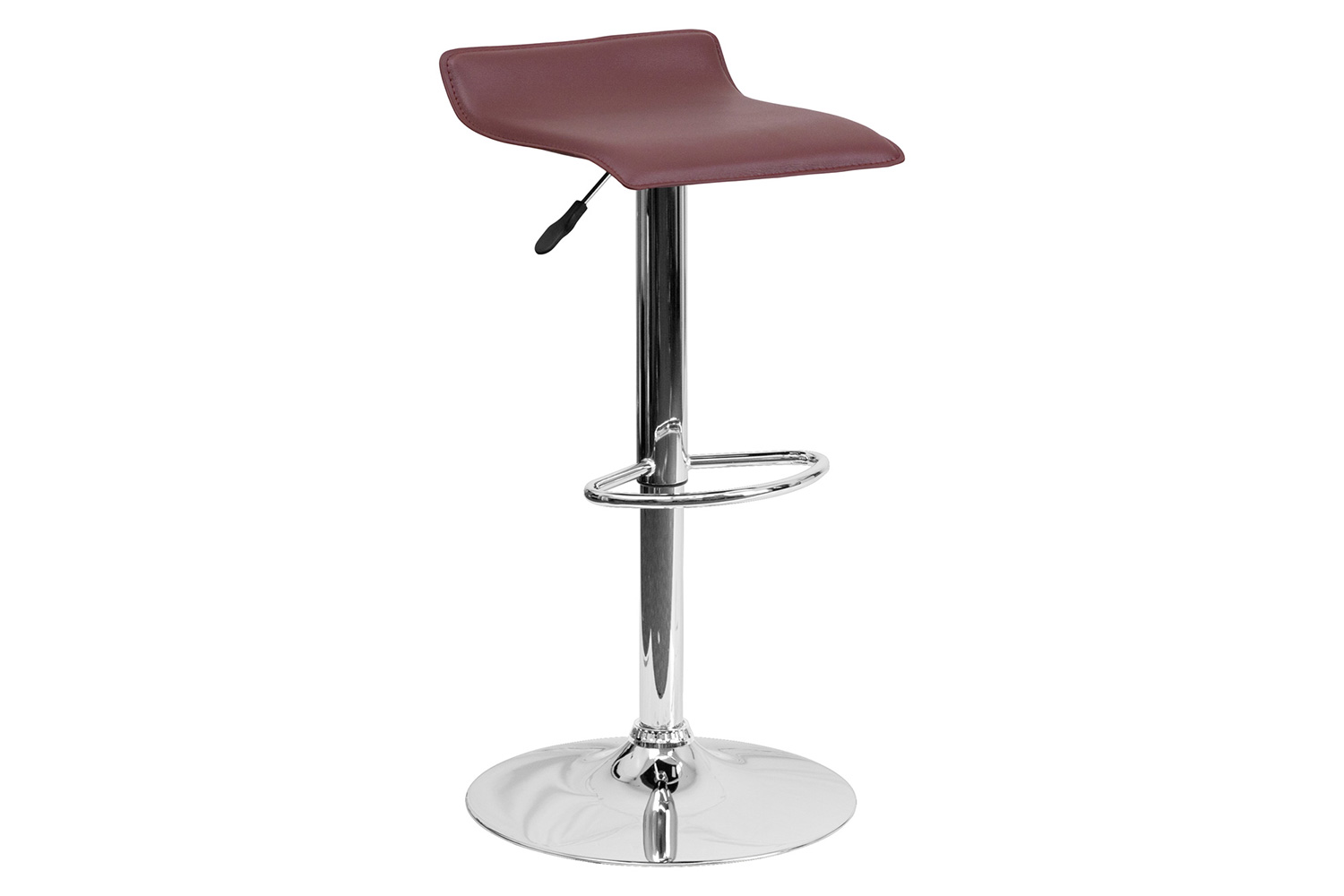 BLNK Dax Vinyl Adjustable Height Bar Stool with Solid Wave Seat and Chrome Base