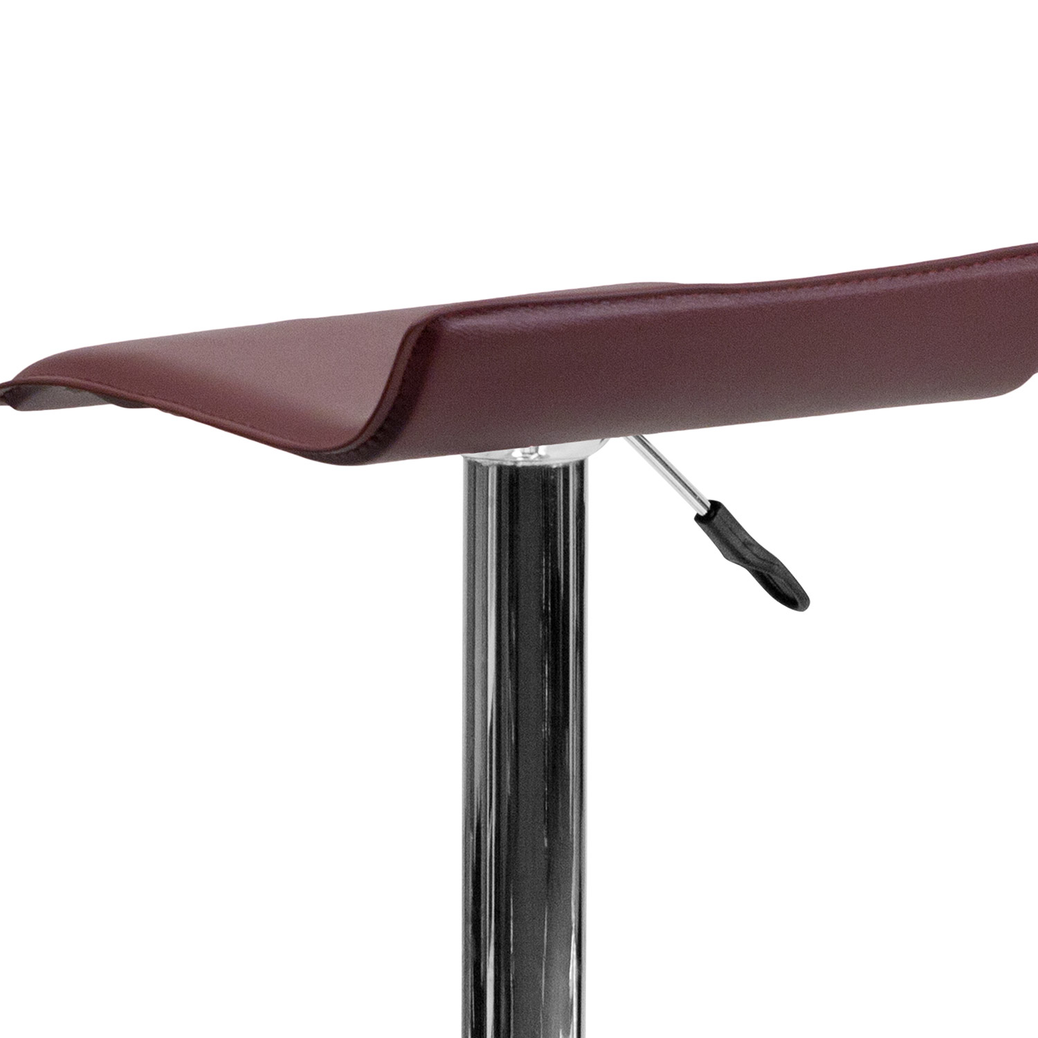 BLNK Dax Vinyl Adjustable Height Bar Stool with Solid Wave Seat and Chrome Base - Burgundy