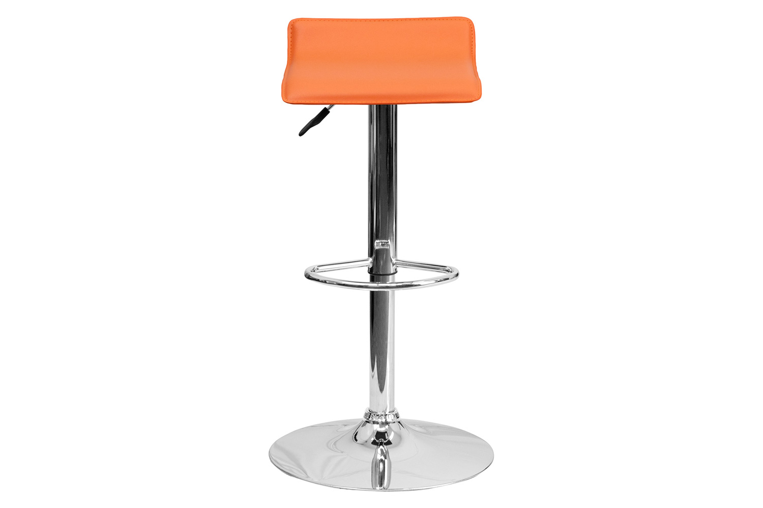 BLNK Dax Vinyl Adjustable Height Bar Stool with Solid Wave Seat and Chrome Base - Orange