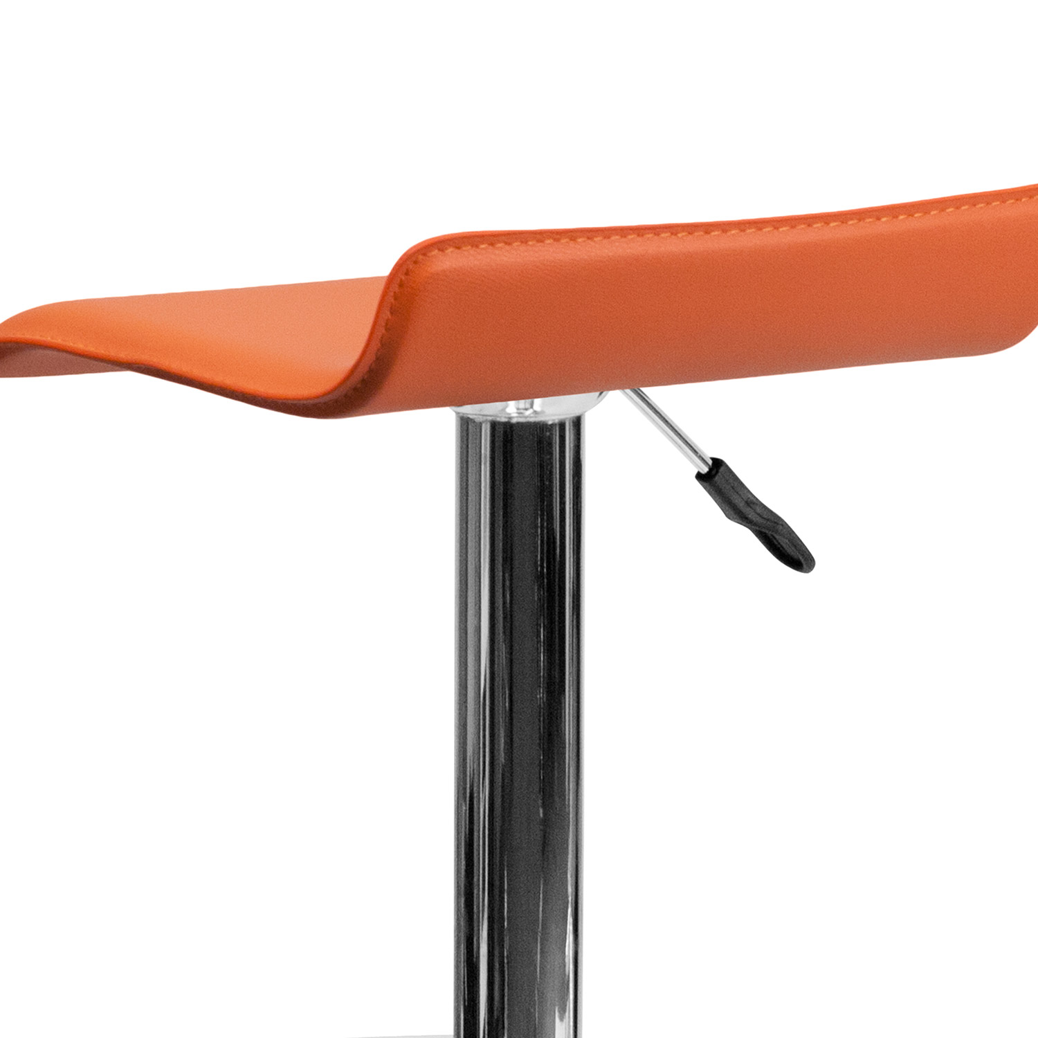 BLNK Dax Vinyl Adjustable Height Bar Stool with Solid Wave Seat and Chrome Base - Orange