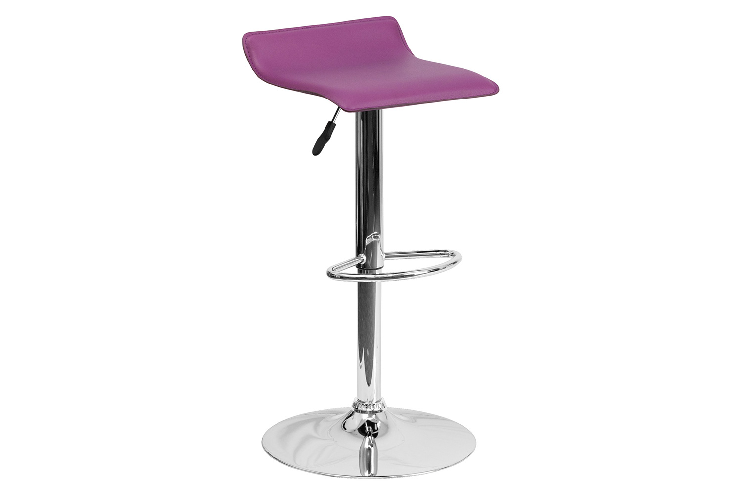 BLNK Dax Vinyl Adjustable Height Bar Stool with Solid Wave Seat and Chrome Base - Purple