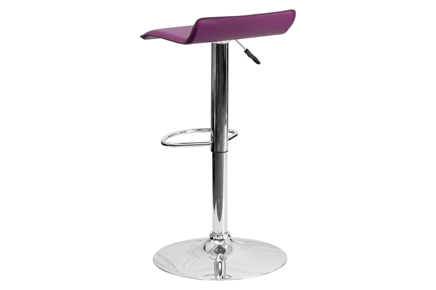 BLNK Dax Vinyl Adjustable Height Bar Stool with Solid Wave Seat and Chrome Base - Purple