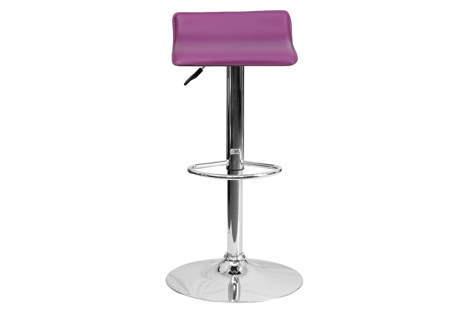 BLNK Dax Vinyl Adjustable Height Bar Stool with Solid Wave Seat and Chrome Base - Purple