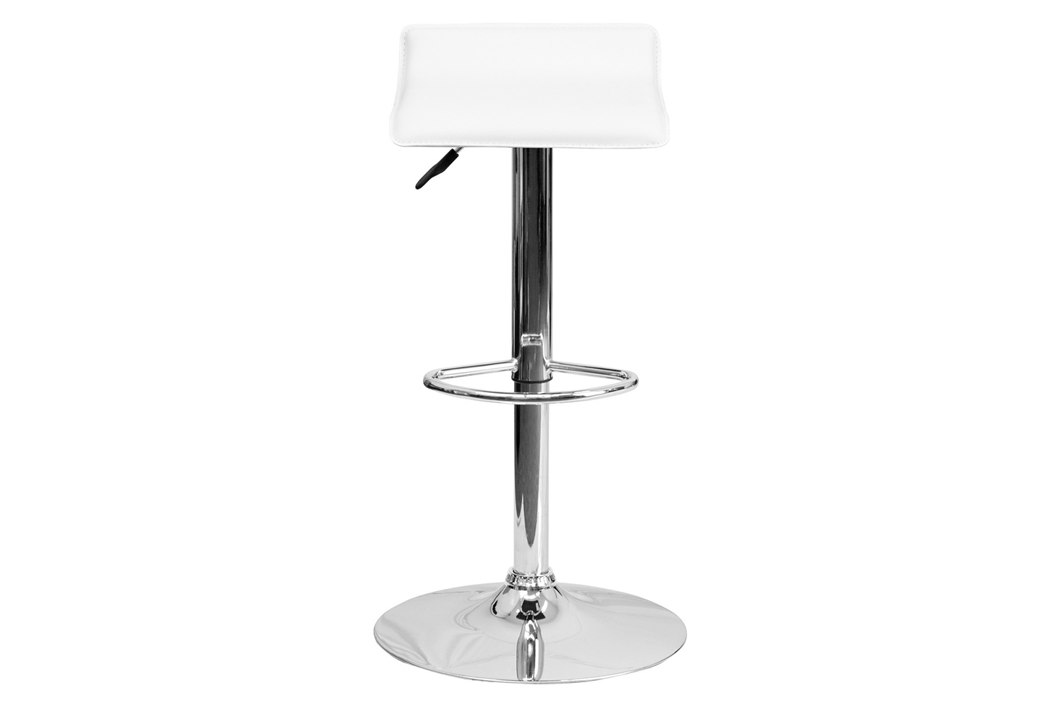 BLNK Dax Vinyl Adjustable Height Bar Stool with Solid Wave Seat and Chrome Base - White