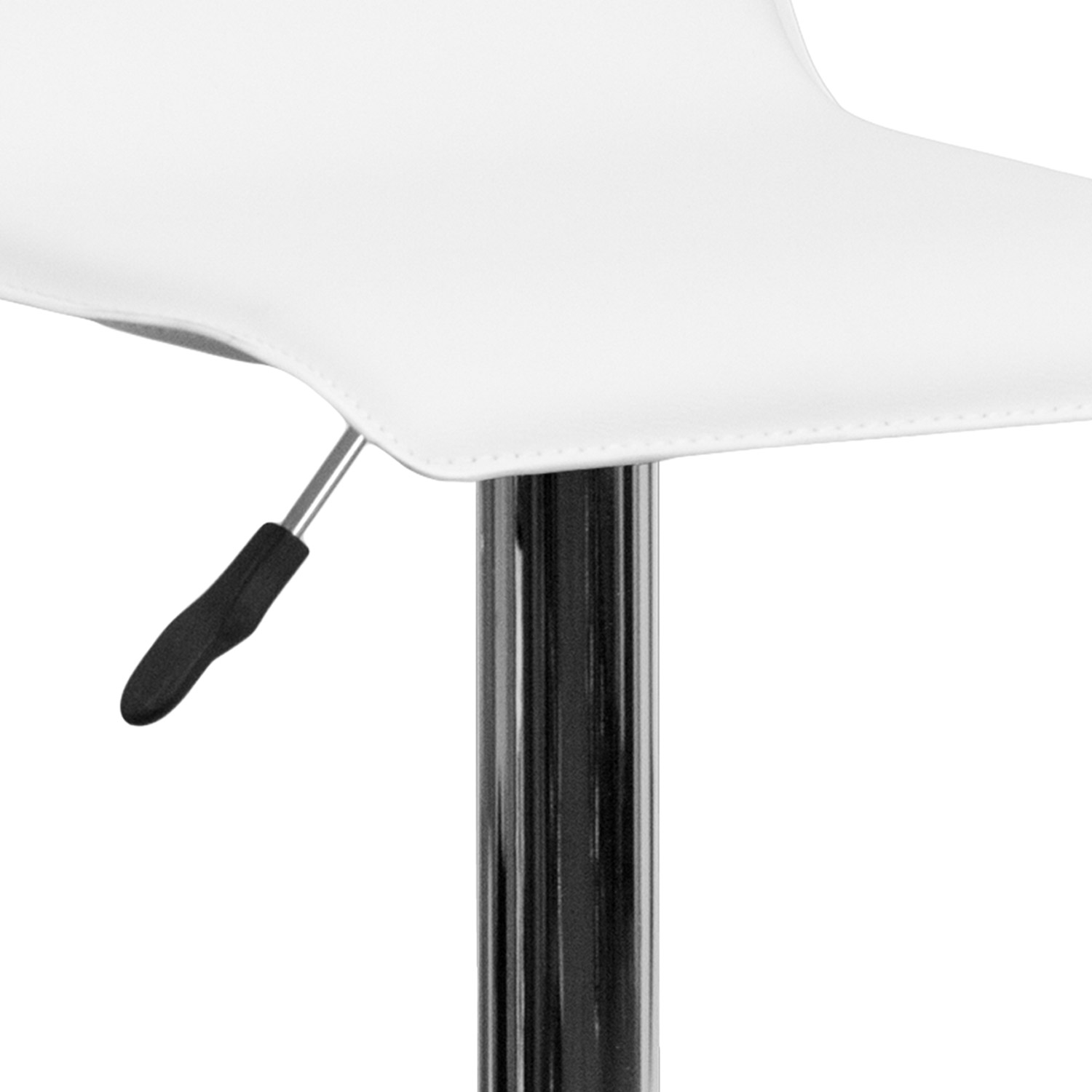 BLNK Dax Vinyl Adjustable Height Bar Stool with Solid Wave Seat and Chrome Base - White