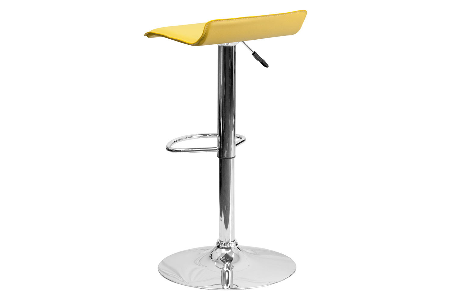 BLNK Dax Vinyl Adjustable Height Bar Stool with Solid Wave Seat and Chrome Base - Yellow