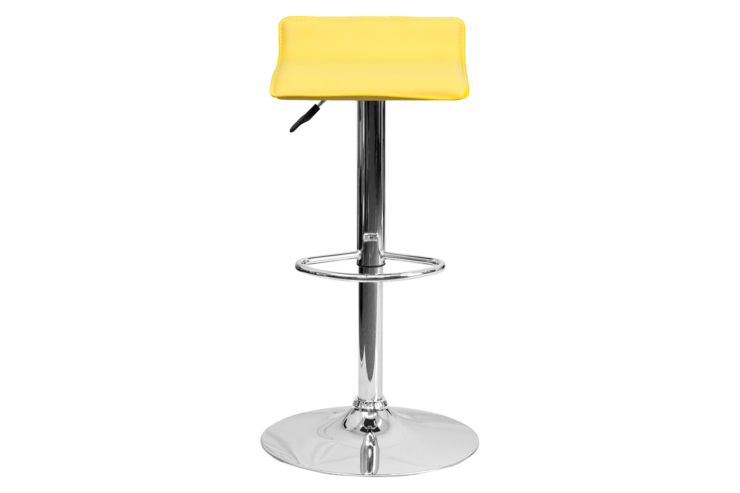 BLNK Dax Vinyl Adjustable Height Bar Stool with Solid Wave Seat and Chrome Base - Yellow