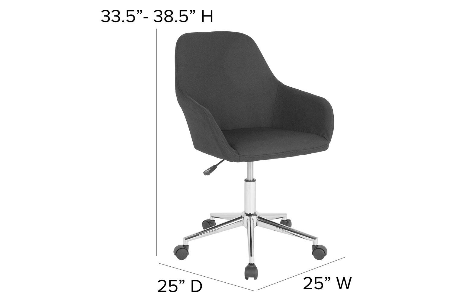 BLNK Cortana Fabric Home and Office Mid-Back Chair - Black