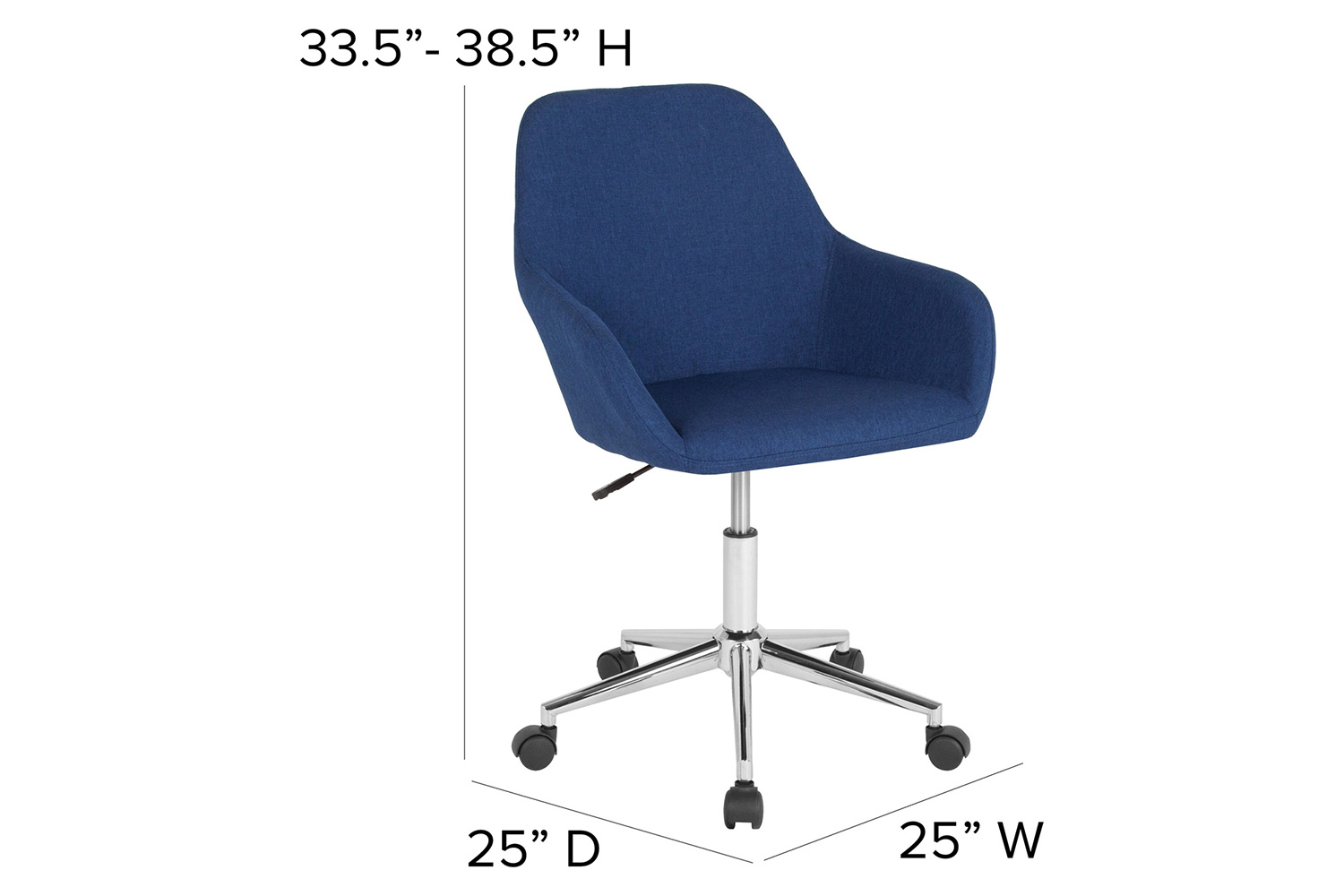 BLNK Cortana Fabric Home and Office Mid-Back Chair - Blue